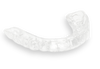 Detailed photo of Chomper Labs Hybrid night guard showing dual laminate hard soft material for comfort and durability.